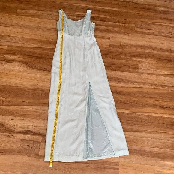 ILGWU Medium Mint Green Full Length Dress Sleeveless Gown With Slit Vintage - Picture 11 of 16